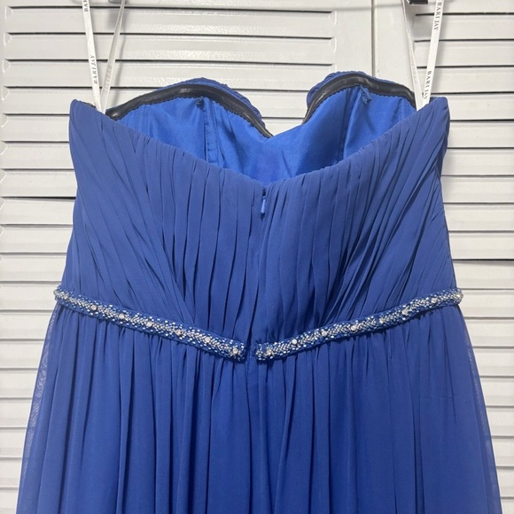 Bari Jay Strapless Blue Rhinestones Chiffon Maxi Ball Gown Dress Size 8 - Picture 6 of 7